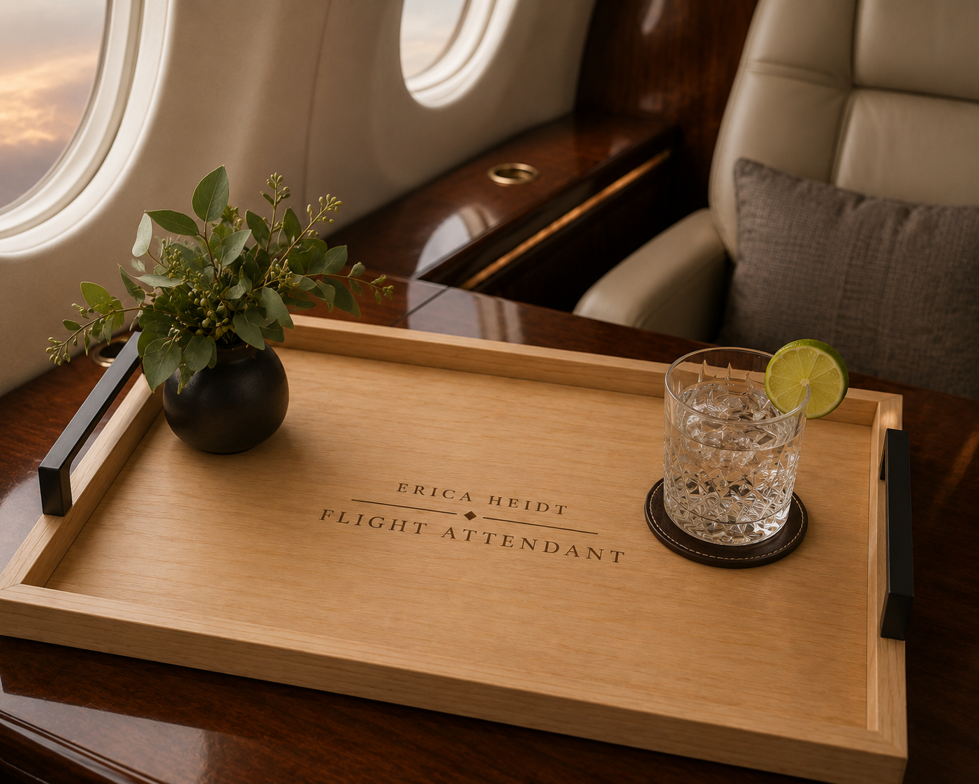 Flight Attendant Serving Tray